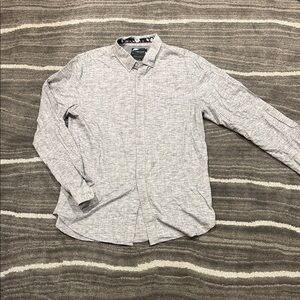 Denim & Flower Light Gray Shirt with Floral Accent